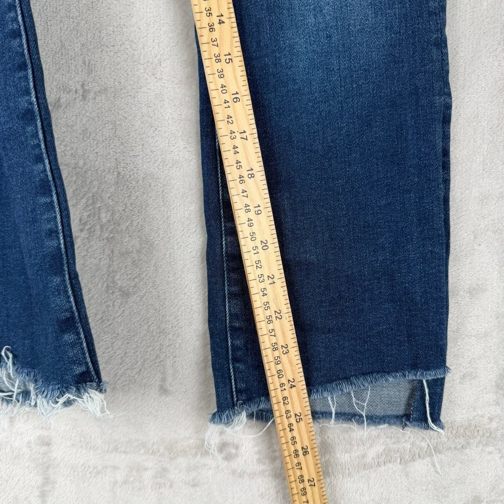 Mother Denim High Rise Straight Leg‎ Jeans Blue Raw Chewed Hem Size 26